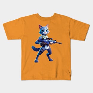 Fortnite-inspired cat design Kids T-Shirt